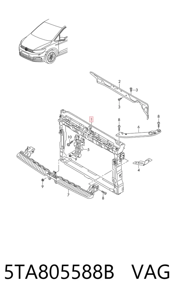 Osłona chłodnicy kompletna (panel mocowania reflektorów) Volkswagen Touran III