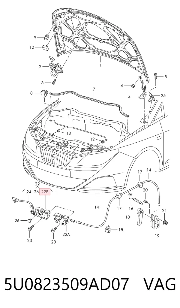 Zamek maski Seat Ibiza IV