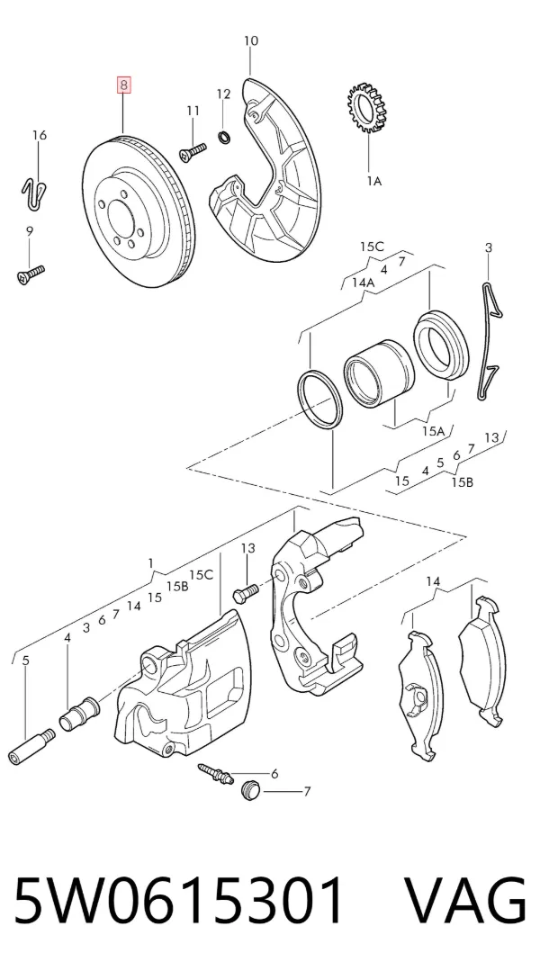 Tarcza hamulcowa przednia 5W0615301 VAG
