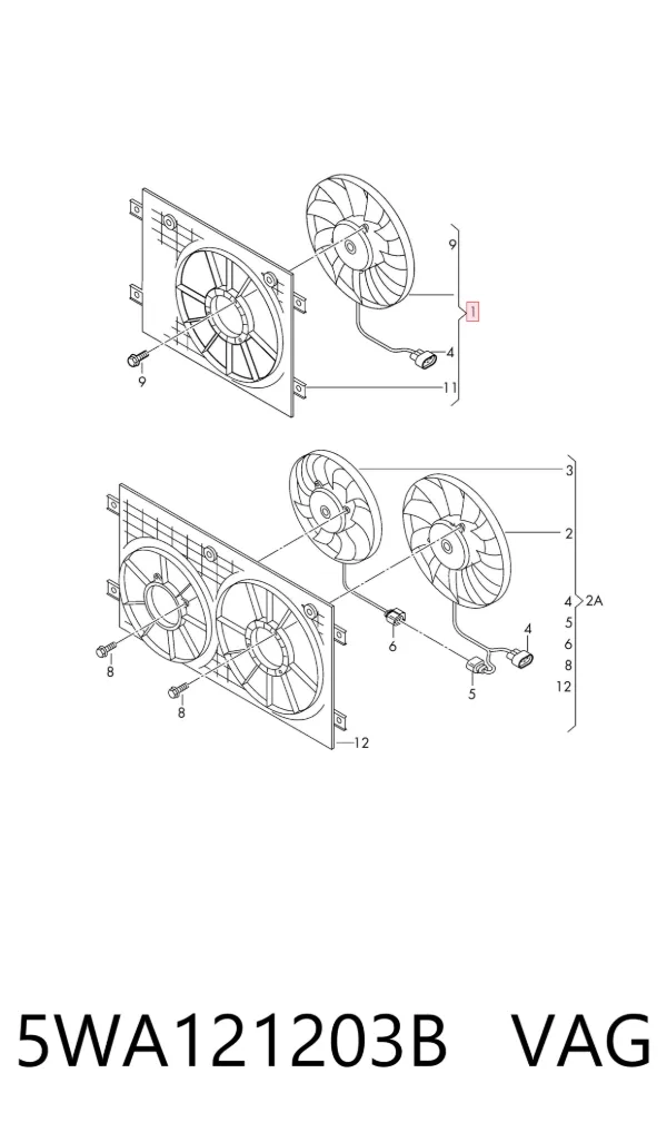 Wentylator elektryczny układu chłodzenia kompletny (silnik+wirnik) Skoda Octavia IV A8
