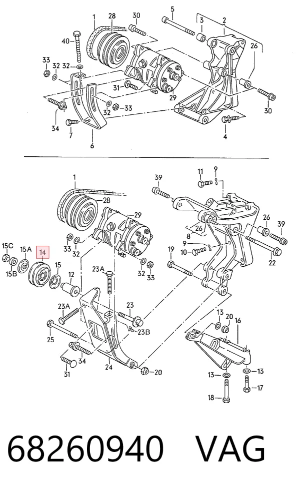 Rolka napinacza paska napędowego 68260940 VAG