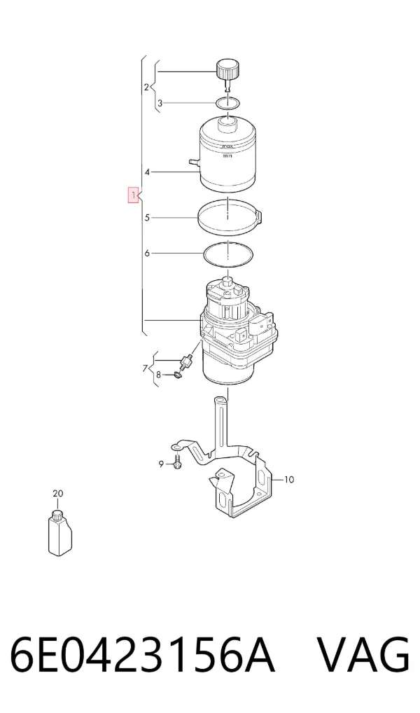 Pompa wspomagania hydraulicznego kierownicy 6E0423156A VAG