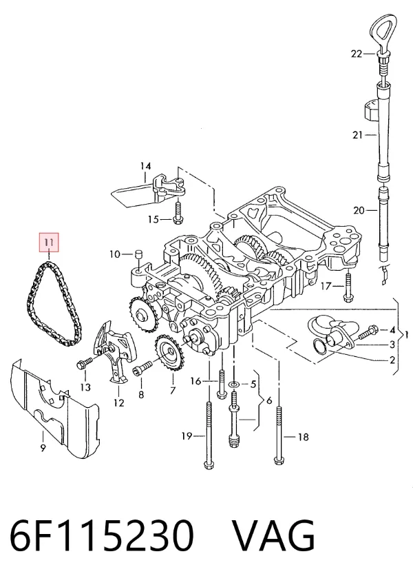 Łańcuch pompy oleju 6F115230 VAG
