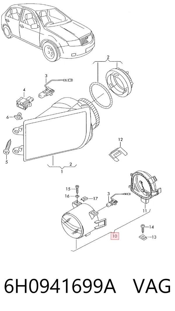 Lampa przeciwmgielna lewa 6H0941699A VAG