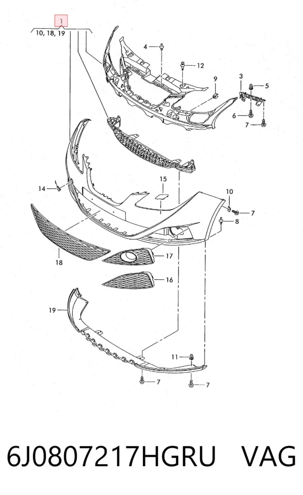 Zderzak przedni 6J0807217HGRU VAG