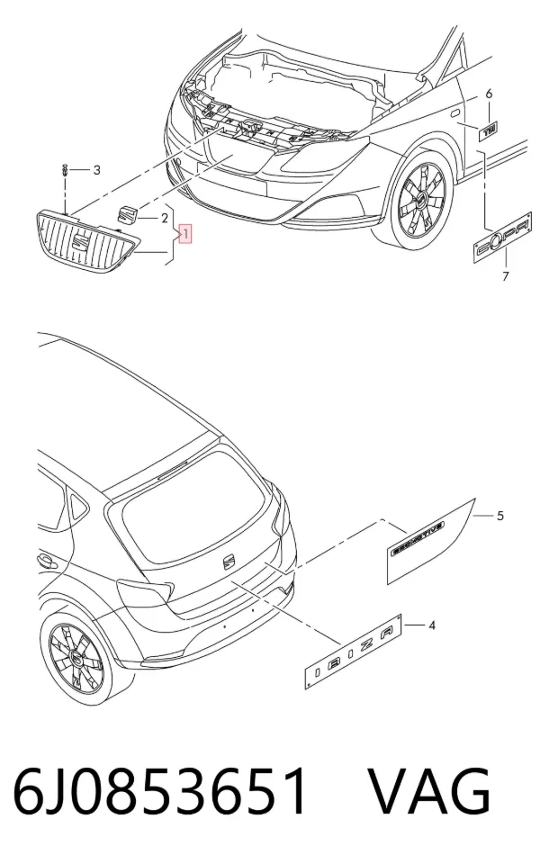 Atrapa chłodnicy 6J0853651 VAG