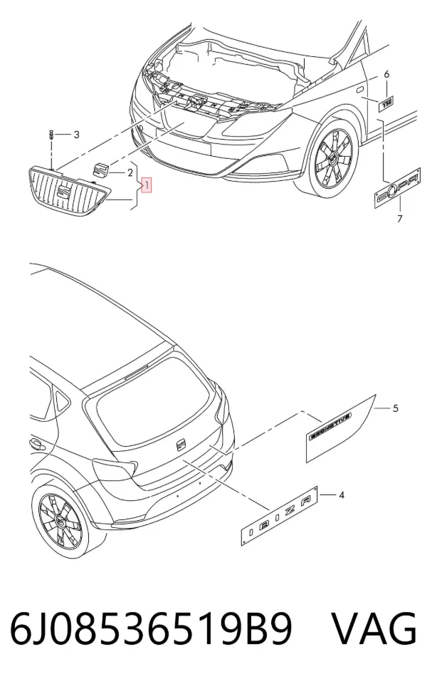 Atrapa chłodnicy 6J08536519B9 VAG