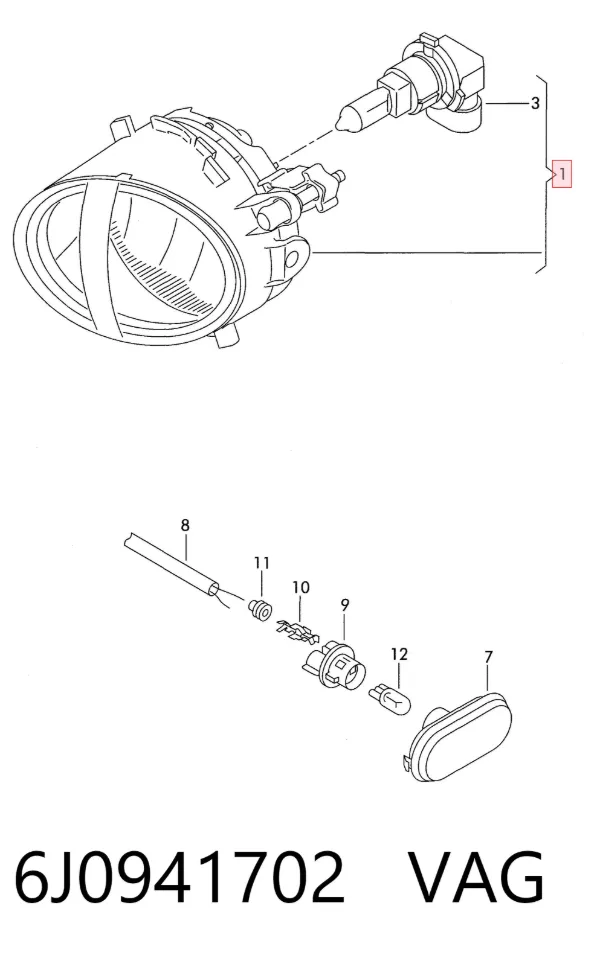 Lampa przeciwmgielna prawa 6J0941702 VAG