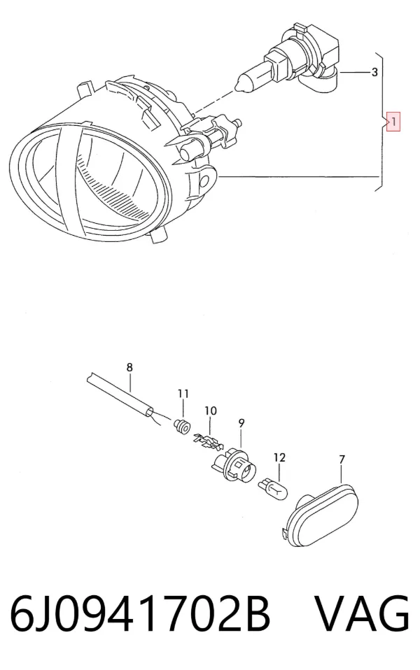 Lampa przeciwmgielna prawa 6J0941702B VAG