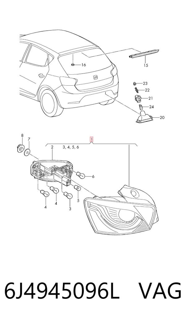 Lampa zespolona tylna prawa 6J4945096L VAG