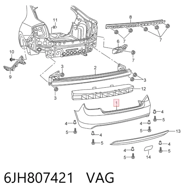 Zderzak tylny 6JH807421 VAG
