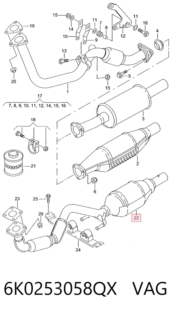 Konwerter-katalizator 6K0253058QX VAG