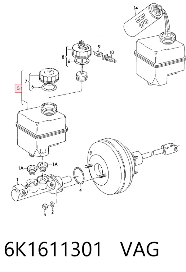 Zbiorniczek głównego cylindra hamulcowego (płynu hamulcowego) Volkswagen Golf II