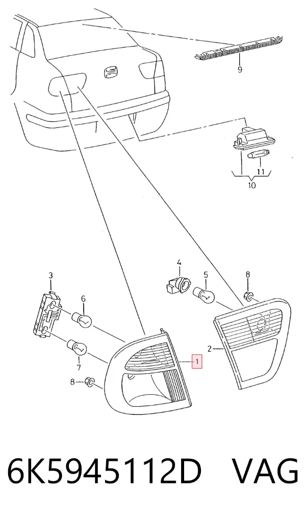 Lampa zespolona tylna prawa 6K5945112D VAG