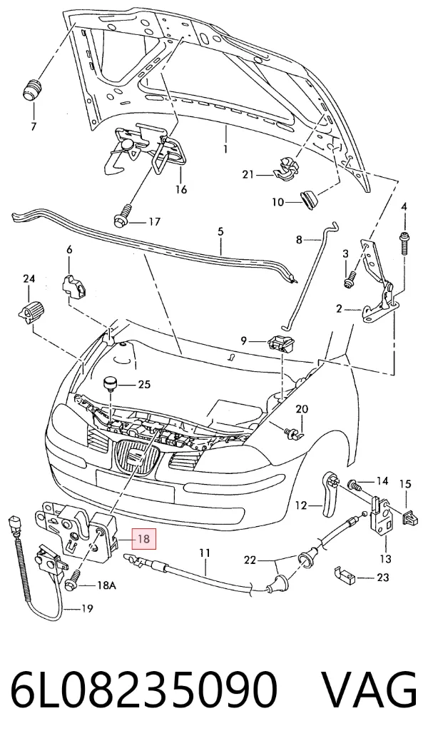 Zamek maski Seat Ibiza III