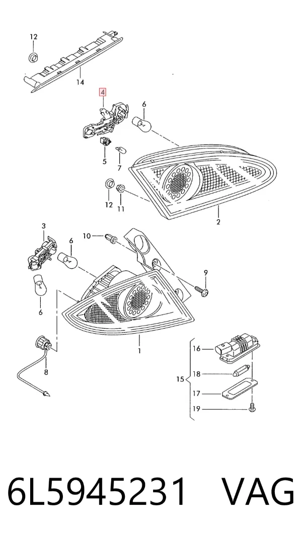 Gniazdo lampy zespolonej tylnej 6L5945231 VAG