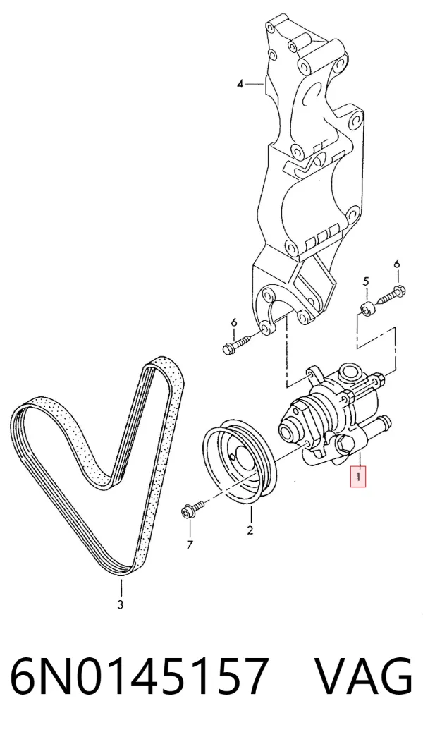 Pompa wspomagania hydraulicznego kierownicy 6N0145157 VAG