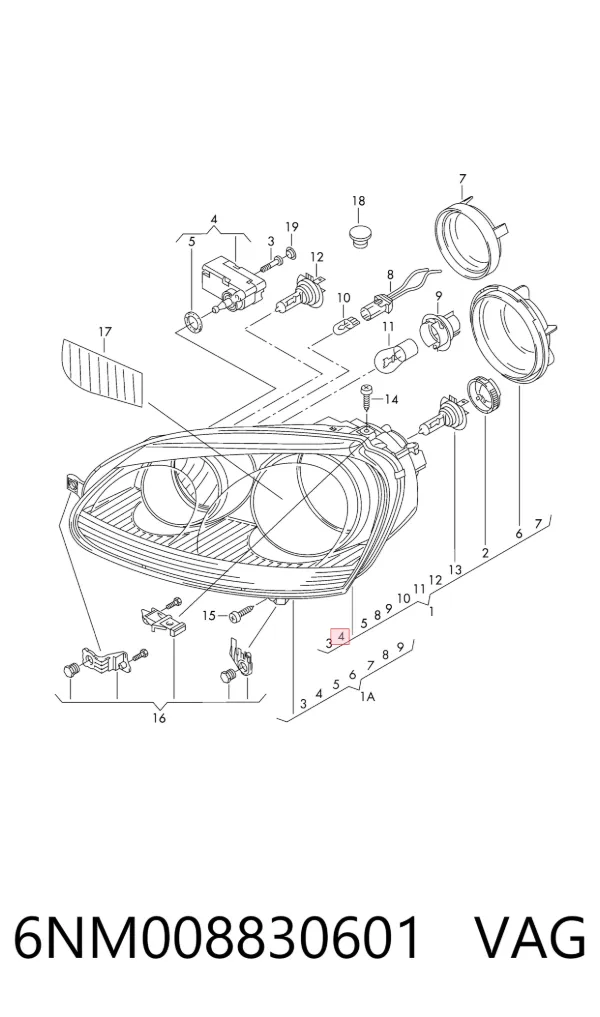 Korektor swiatel 6NM008830601 VAG