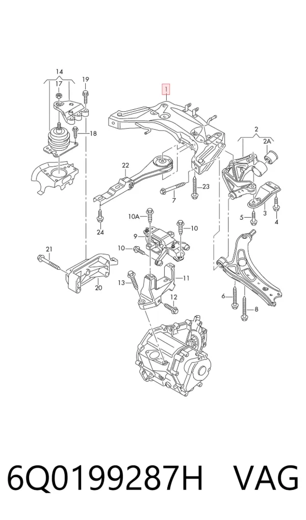 Korpus osi przedniej 6Q0199287H VAG