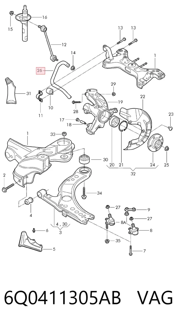 Stabilizator przedni 6Q0411305AB VAG