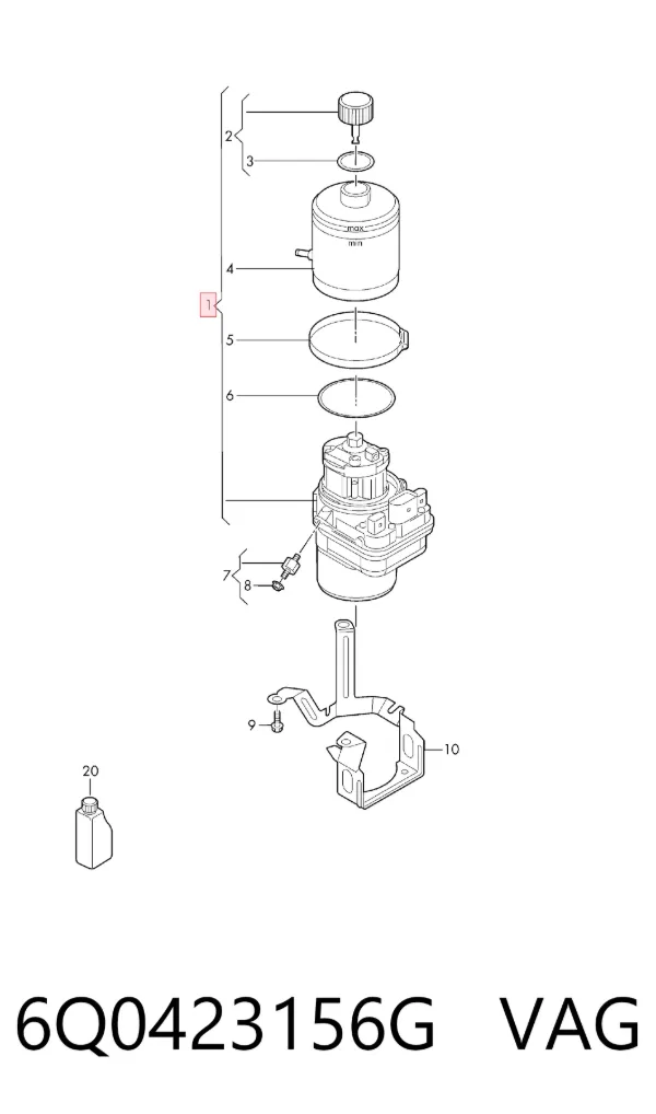 Pompa wspomagania hydraulicznego kierownicy 6Q0423156G VAG