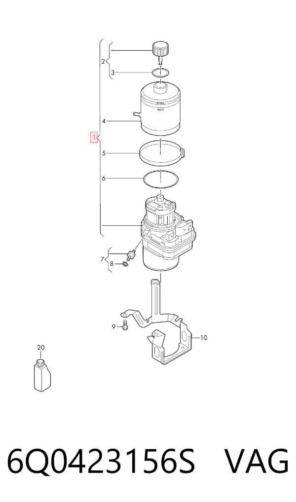 Pompa wspomagania hydraulicznego kierownicy 6Q0423156S VAG