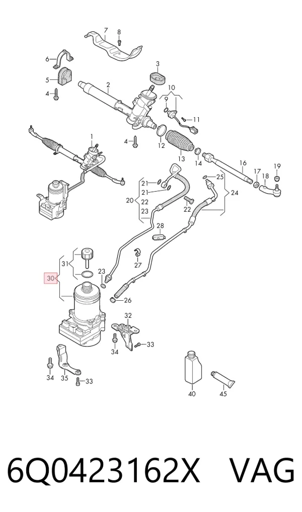 Pompa wspomagania hydraulicznego kierownicy 6Q0423162X VAG