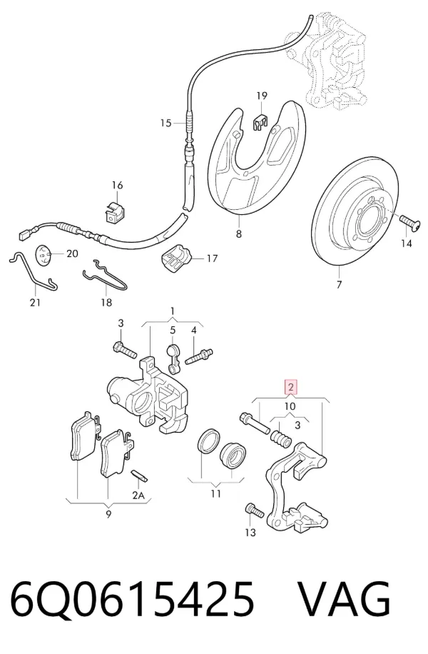 Jarzmo zacisku hamulcowego tylnego 6Q0615425 VAG