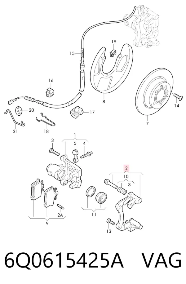 Jarzmo zacisku hamulcowego tylnego 6Q0615425A VAG