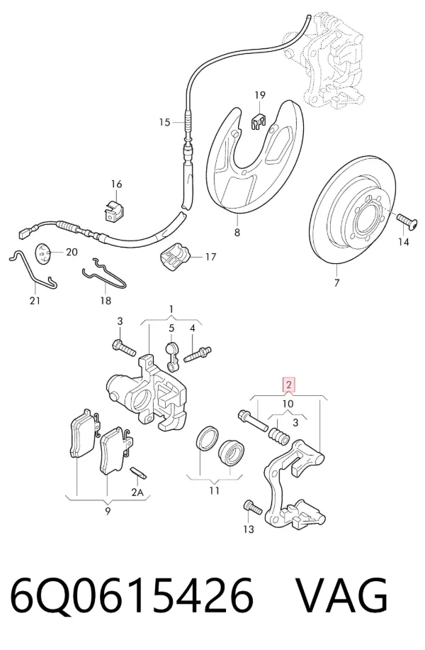 Jarzmo zacisku hamulcowego tylnego 6Q0615426 VAG