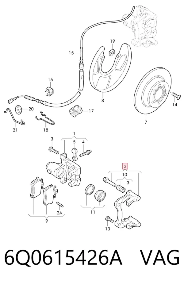 Jarzmo zacisku hamulcowego tylnego 6Q0615426A VAG
