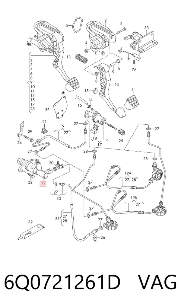 Cylinder roboczy sprzęgła 6Q0721261D VAG