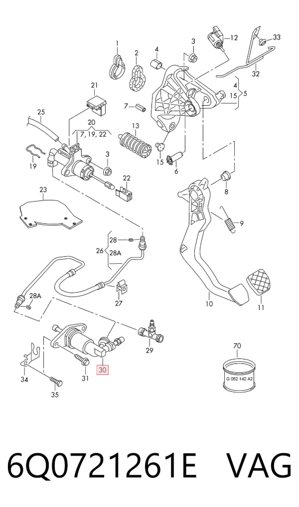 Cylinder roboczy sprzęgła 6Q0721261E VAG