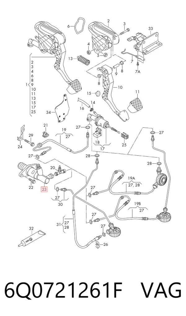Cylinder roboczy sprzęgła 6Q0721261F VAG