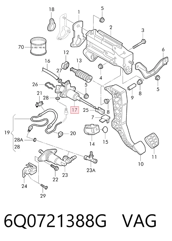 Cylinder sprzęgła główny 6Q0721388G VAG
