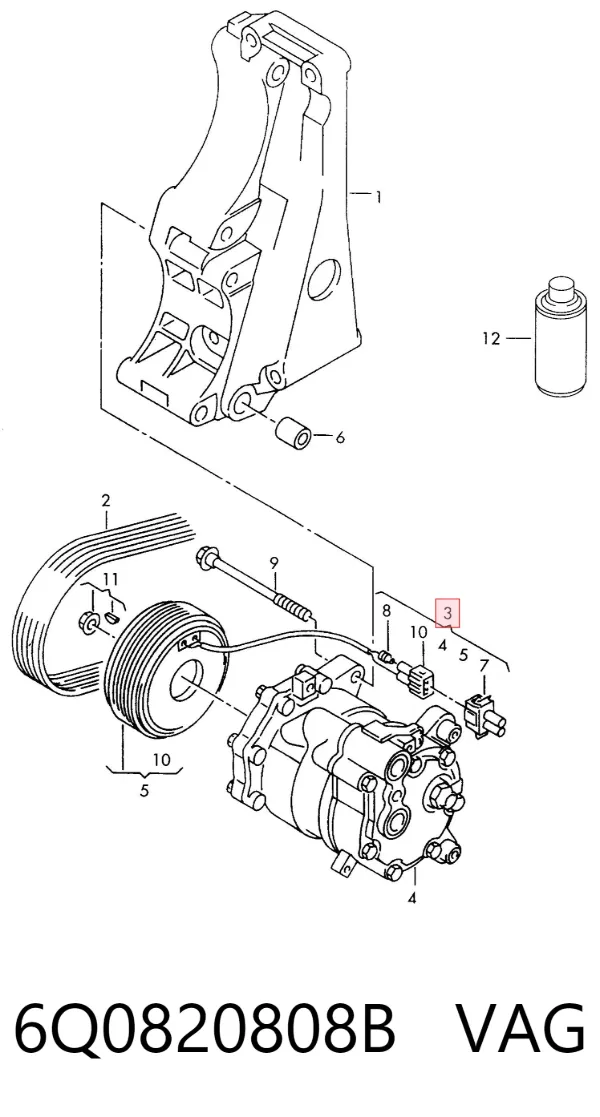 Sprężarka klimatyzacji 6Q0820808B VAG