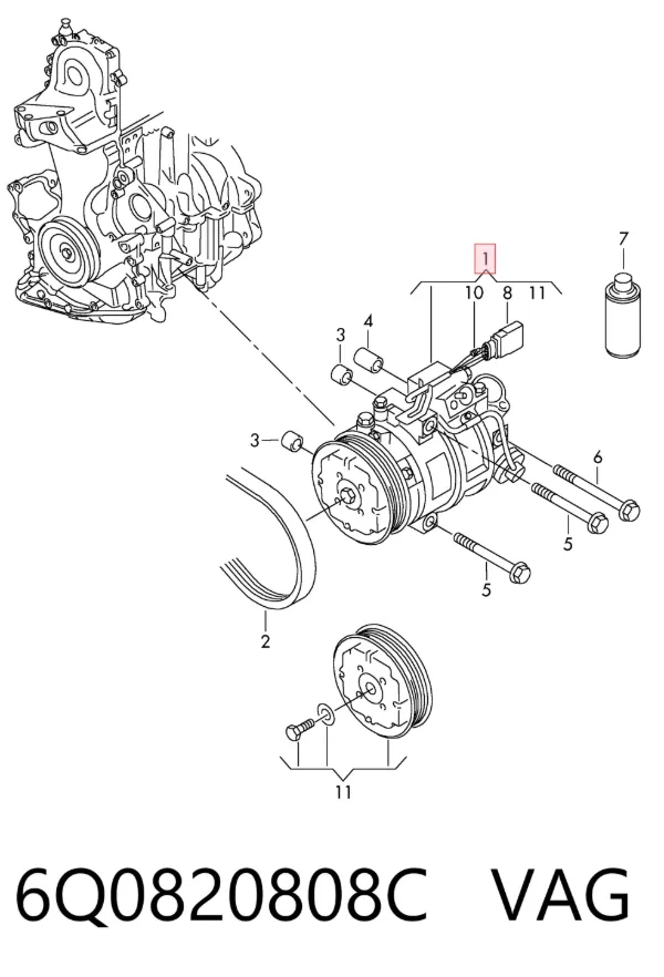 Sprężarka klimatyzacji 6Q0820808C VAG
