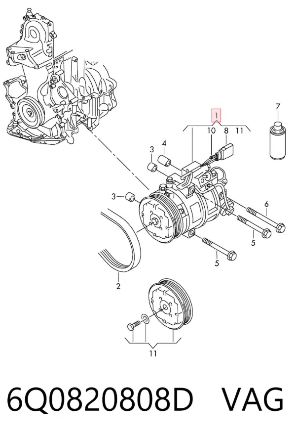 Sprężarka klimatyzacji 6Q0820808D VAG