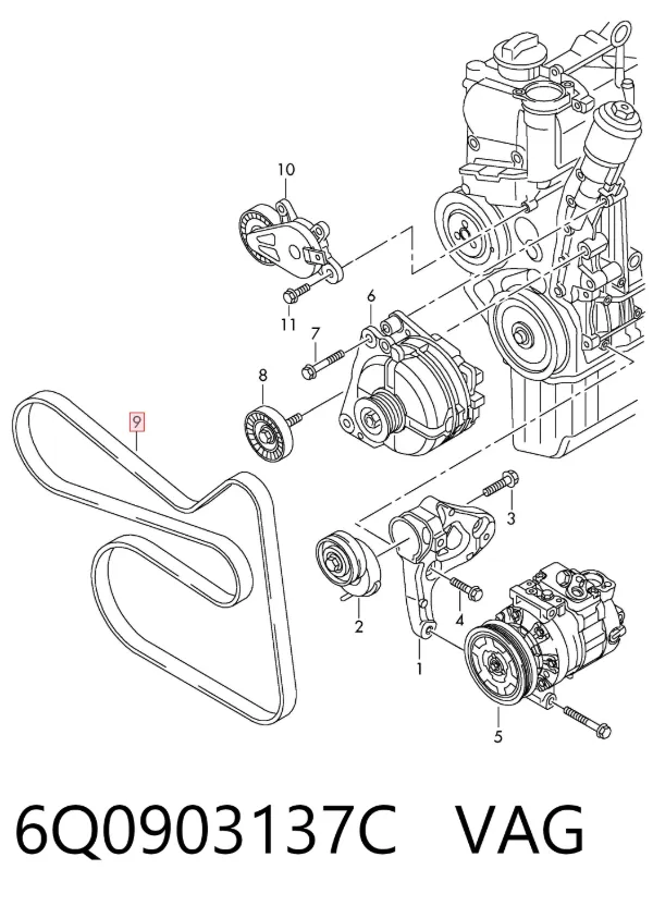 Pas napędowy mechanizmów 6Q0903137C VAG