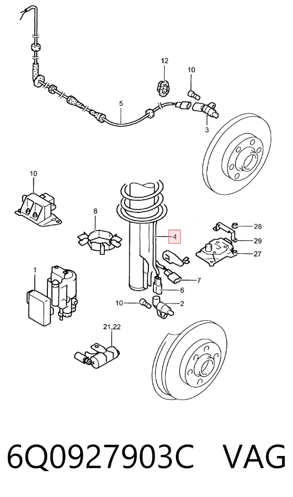 Czujnik ABS tylny 6Q0927903C VAG