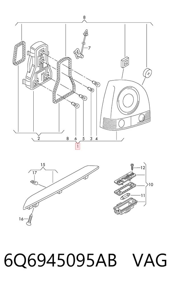 Lampa zespolona tylna lewa 6Q6945095AB VAG