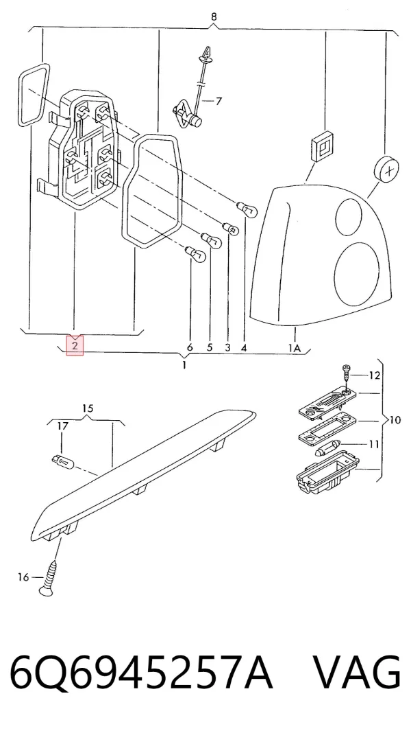 Gniazdo lampy zespolonej tylnej 6Q6945257A VAG