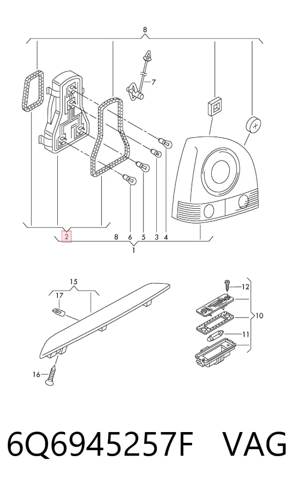 Gniazdo lampy zespolonej tylnej 6Q6945257F VAG