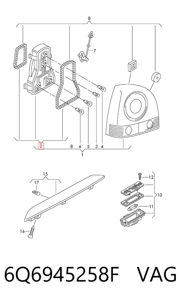 Gniazdo lampy zespolonej tylnej 6Q6945258F VAG