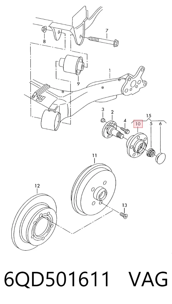 Piasta tylna 6QD501611 VAG