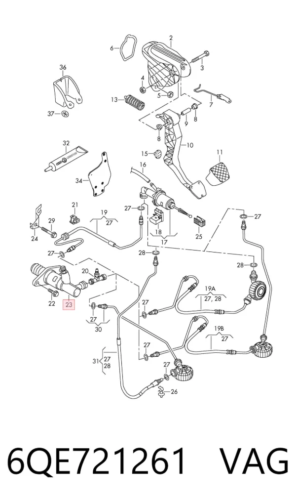 Cylinder roboczy sprzęgła 6QE721261 VAG