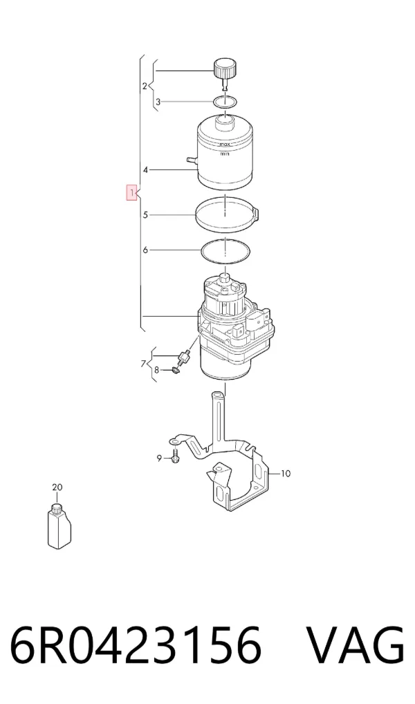 Pompa wspomagania hydraulicznego kierownicy 6R0423156 VAG
