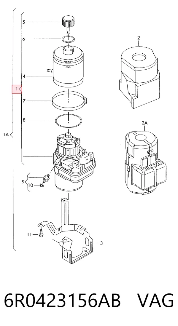Pompa wspomagania hydraulicznego kierownicy 6R0423156AB VAG