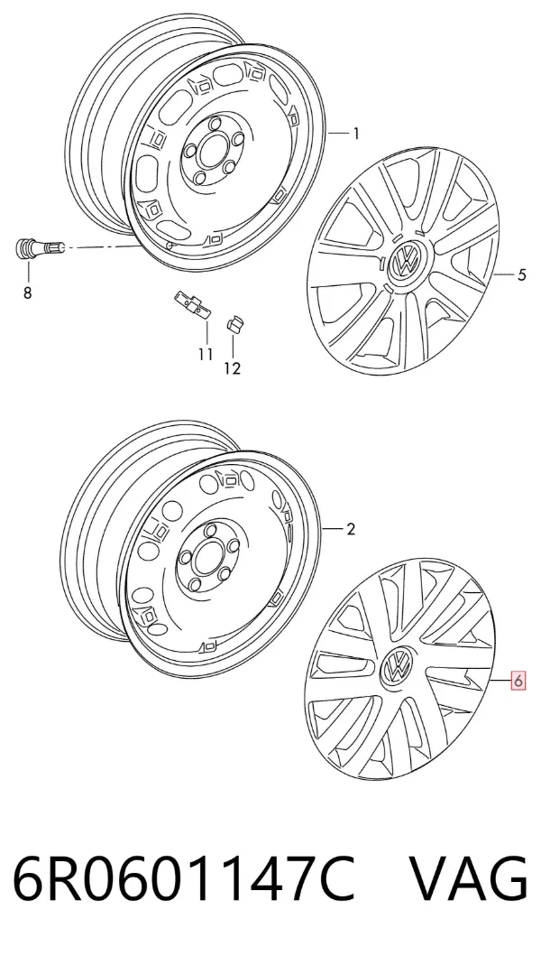 Kołpak do obręczy koła 6R0601147C VAG