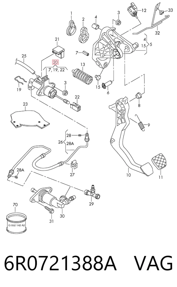 Cylinder sprzęgła główny 6R0721388A VAG